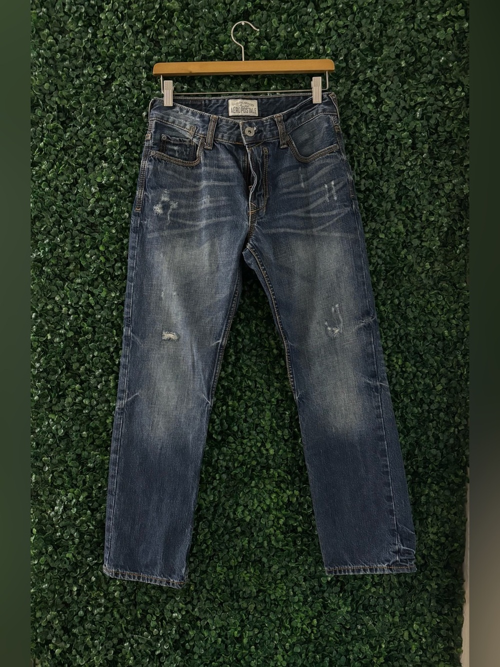Men’s 28x28 2010 Y2K Aéropostale Essex Straight Leg Distressed Jeans 100% Cotton